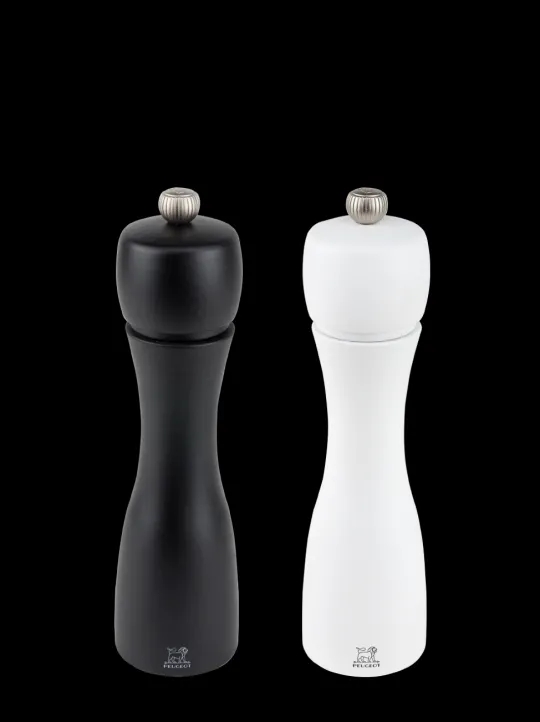 Peugeot Saveurs Tahiti Duo de moulins à poivre et à sel manuels en bois couleur noir mat et blanc mat 20 cm -> Duos Et Combi 2 En 1 | Moulins À Sel Et Salières