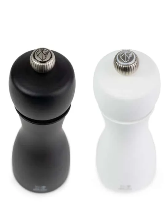 Peugeot Saveurs Tahiti Duo de moulins à poivre et à sel manuels en bois couleur noir mat et blanc mat 20 cm -> Duos Et Combi 2 En 1 | Moulins À Sel Et Salières