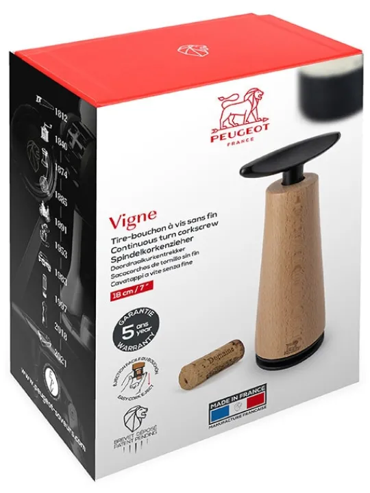 Peugeot Saveurs Vigne Tire-bouchon à vis sans fin en bois de hêtre 18 cm -> Idées Cadeaux -50€ | Tire-bouchons